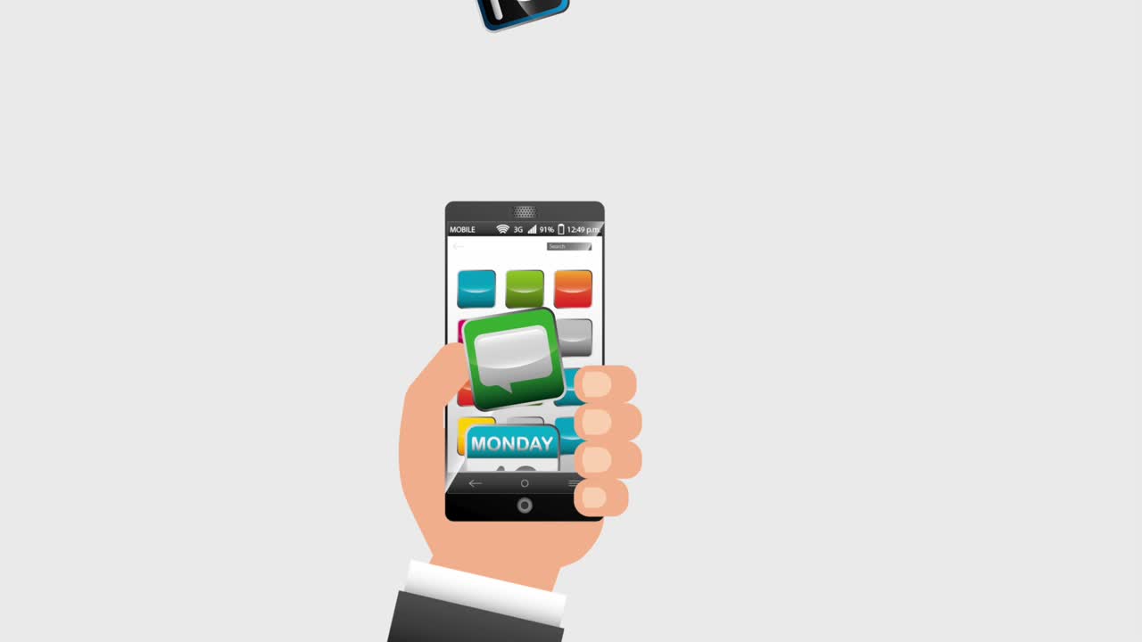 mano sosteniendo móvil diferentes aplicaciones artículos de redes sociales