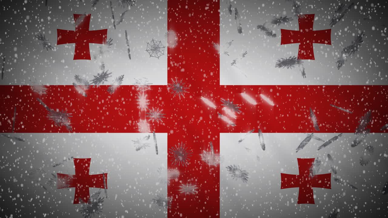 조지아 발이 눈을 내리고 루프, 새해와 크리스마스 배경, 루프