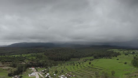 agricultural farmland scenery in beautiful mexico countryside, aerial