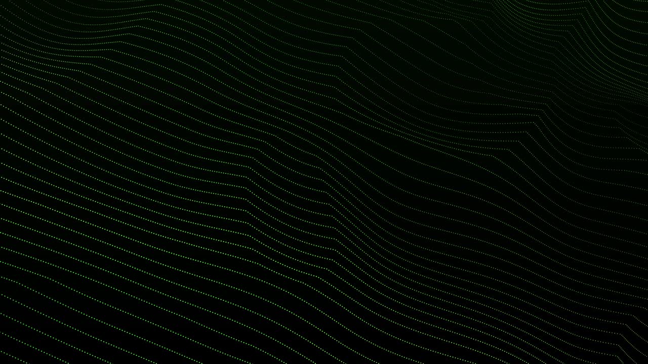Abstract green wave background. Technology big data background. Motion of digital data flow. Big data wave of particles. Futuristic wave of dots. Cyber or technology background. Seamless loop 4K