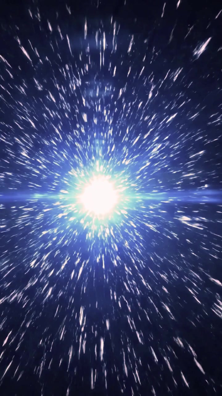 Bright Blue Light Flare Expanding in Dark Space