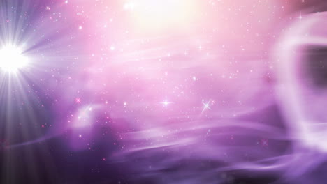 animation of glowing stars on pink and purple light trails in universe