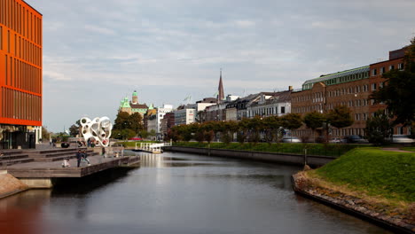 malmo downtown cityscape canal promenade