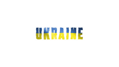 ukraine country wiggle text animation lettering with her waving flag blend in as a texture - white screen background loopable video