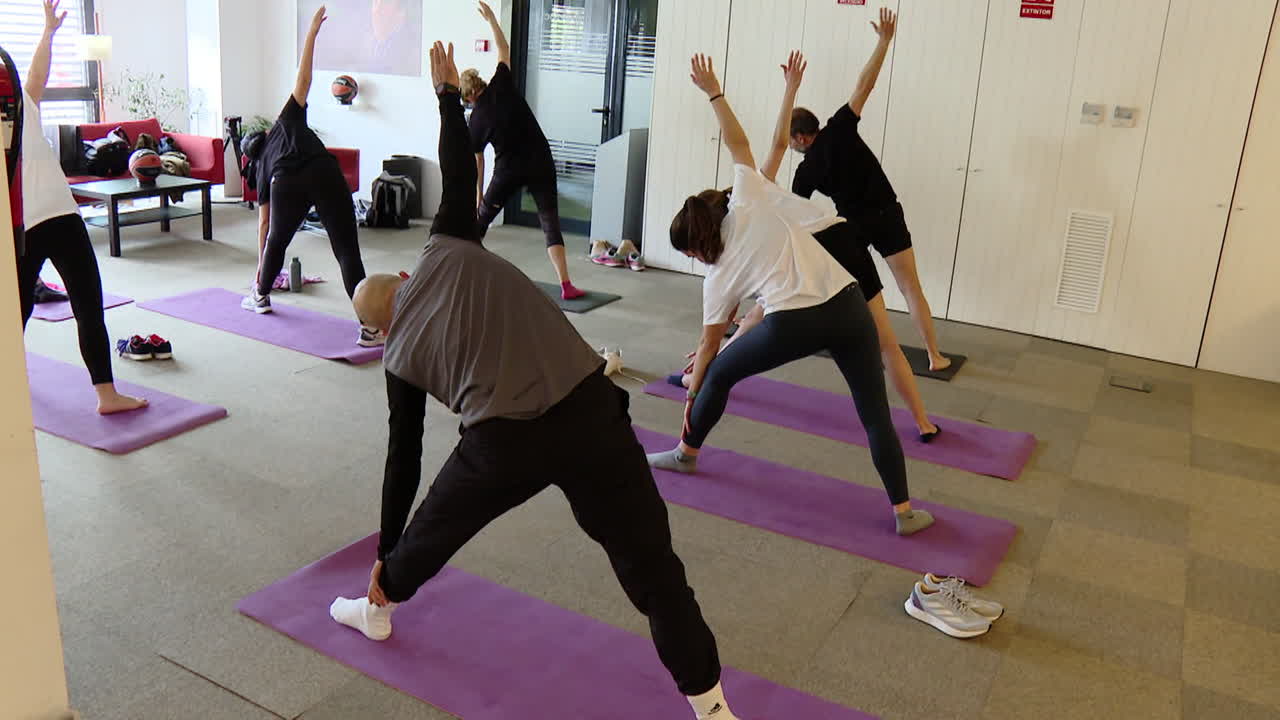 Yoga class in an office