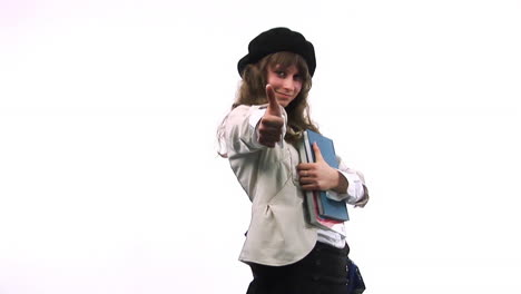 young teenag girl with thumbs up