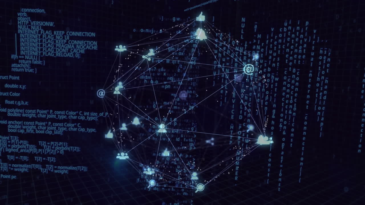 Globe of digital icons against data processing