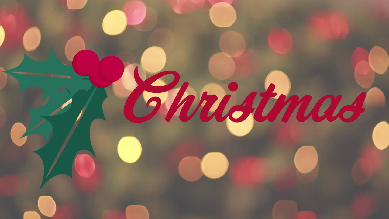 animación del texto navideño sobre puntos de luz