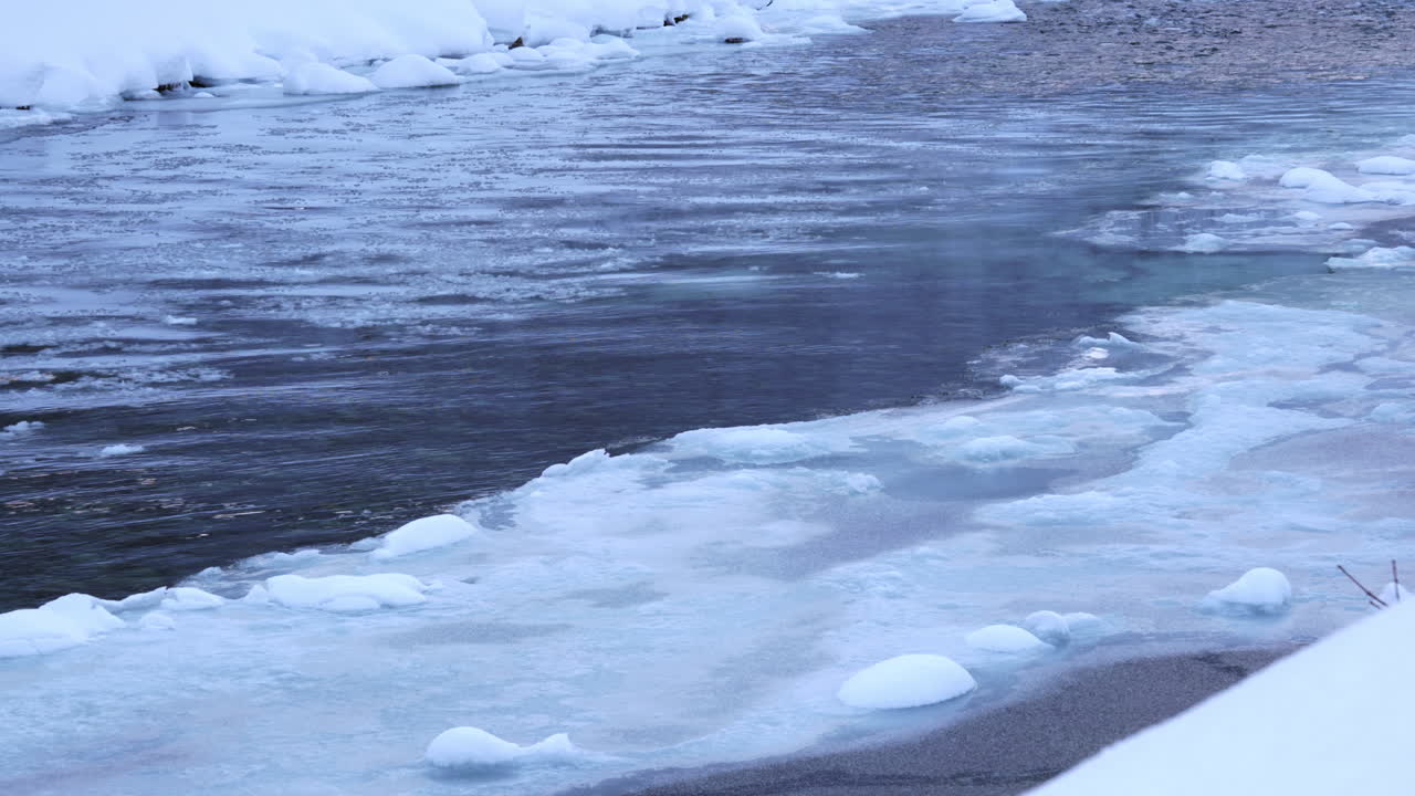 River with ice flowing through
