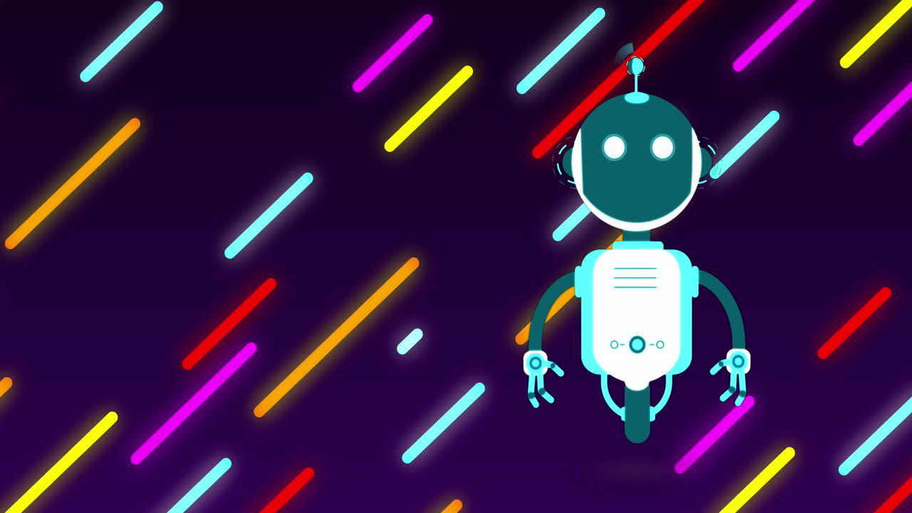 Animation of ai chat bot over colourful striped background