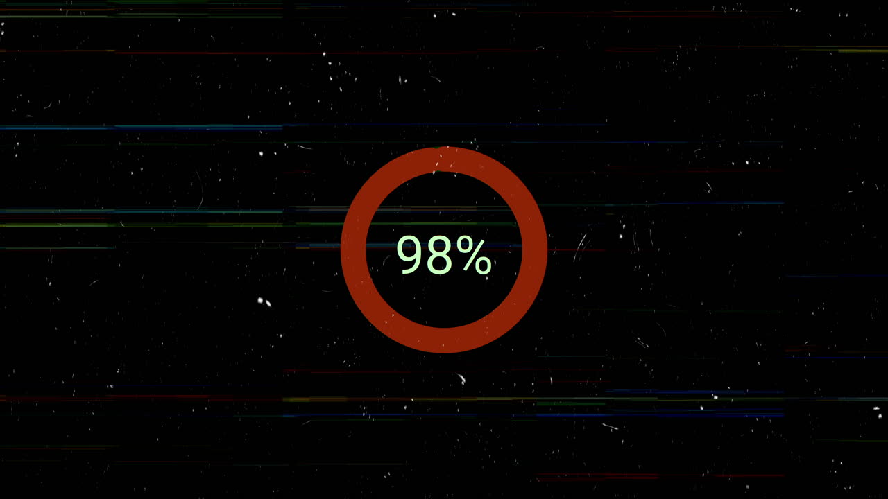 Retro Glitch Loading Circle with Percentage Animation