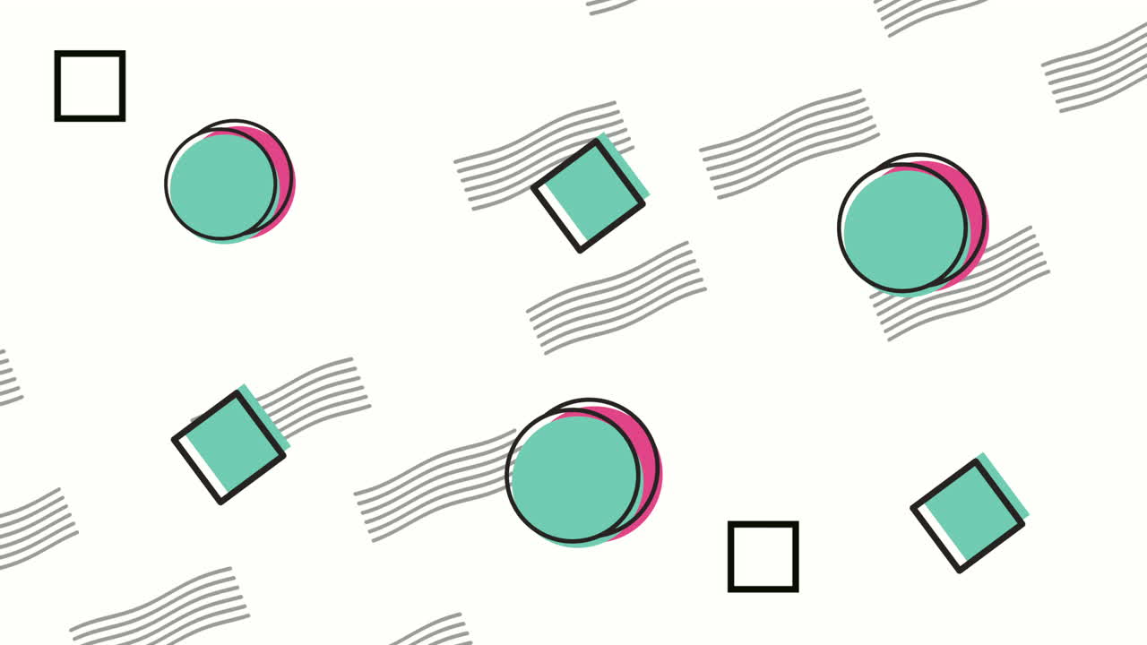 colores y figuras geométricas en animación de fondo blanco