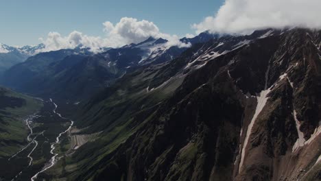 aerial view of majestic alpine valley