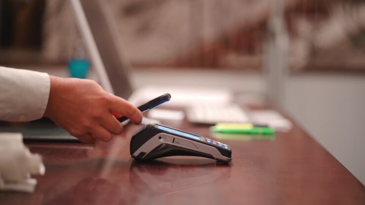 Unrecognizable person making contactless payment