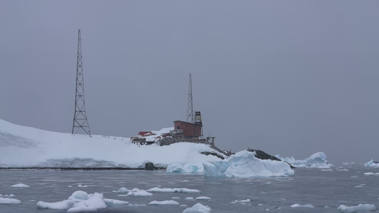 남극의 해안에서 항해, 연구 스테이션 건설, 눈과 떠다니는 얼음, 느린 동작