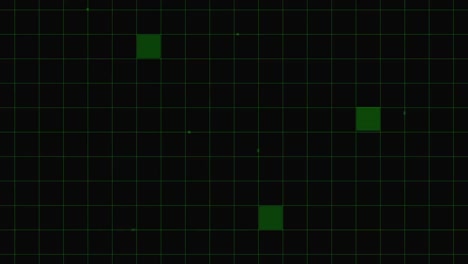 cuadrados verdes parpadeantes contra un fondo negro