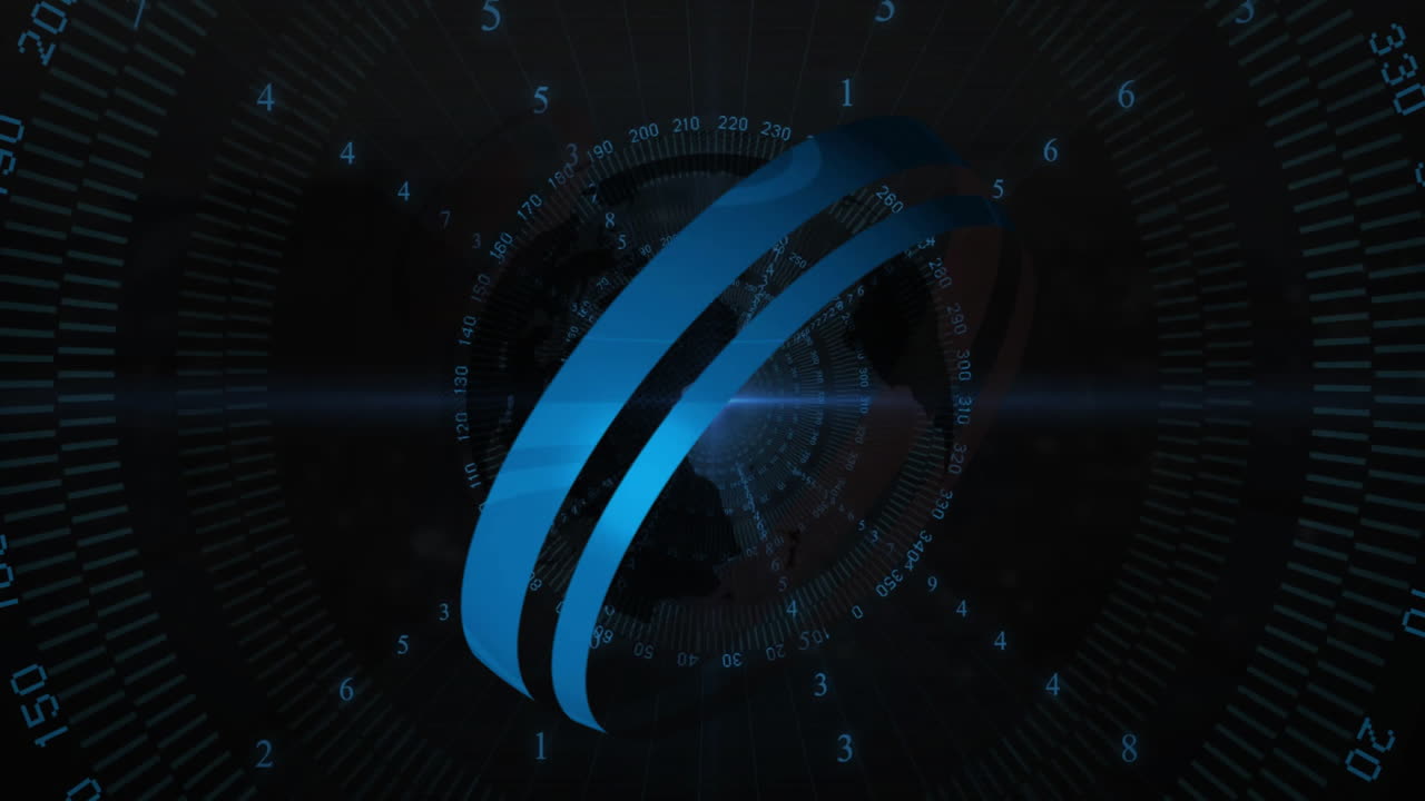 Animation of network of connections and data processing over globe