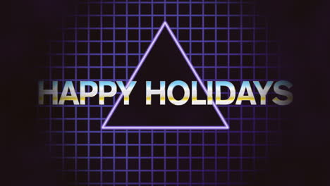 Abstract-and-festive-neon-Happy-Holidays-triangular-design-on-black-background