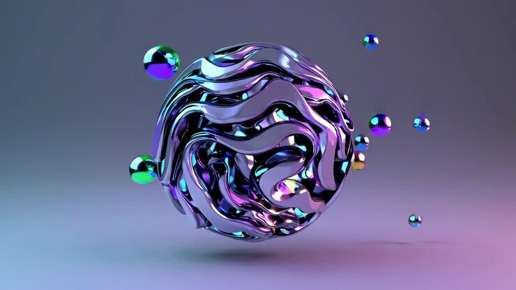 Abstrakt 3D-gengivelse af en iridescent metalsfære