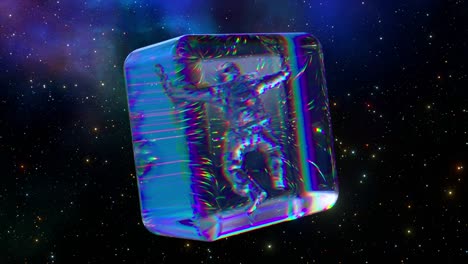 astronaut in a crystal hologram