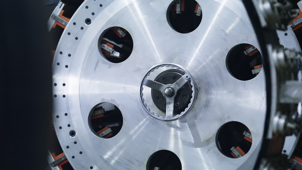 машина для производства шин, вращающаяся в промышленной робототехнической мастерской, производящая