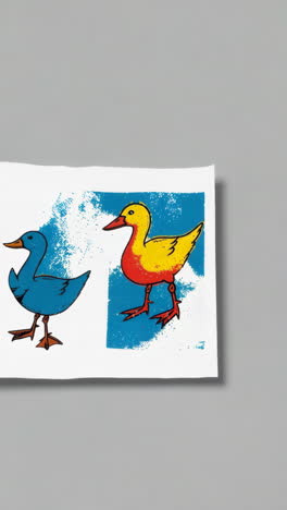 colorful stylized duck illustration with grunge texture