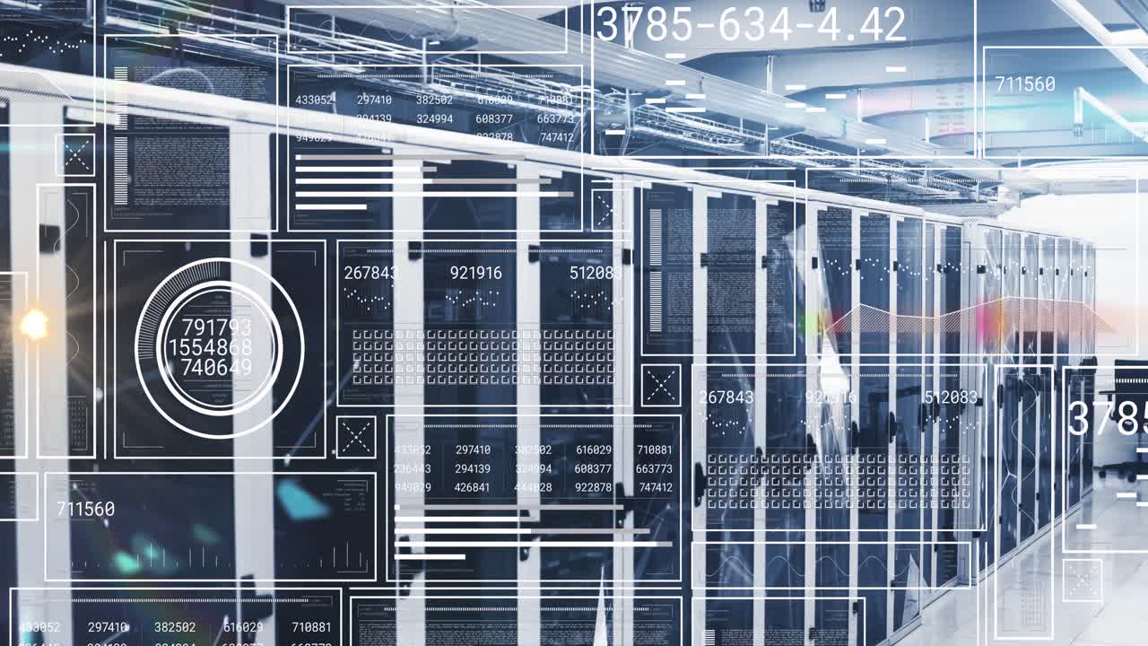 Animation of data processing over server room