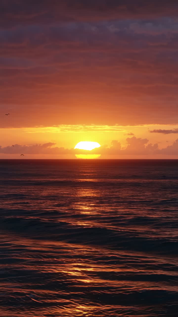 Vibrant Sunset Over the Ocean with Golden Reflections