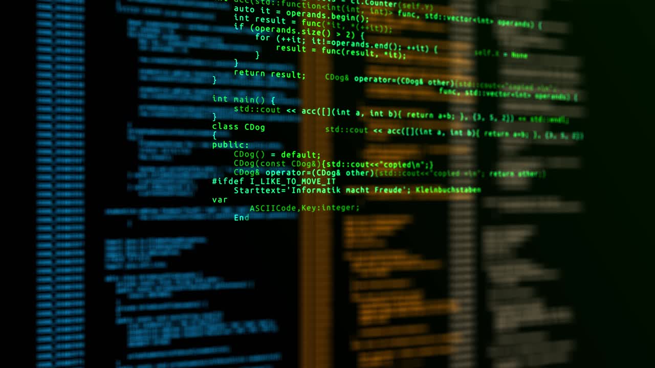 4k loop programming code abstract technology background software developer and computer script