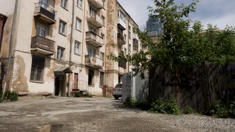 old apartment building courtyard
