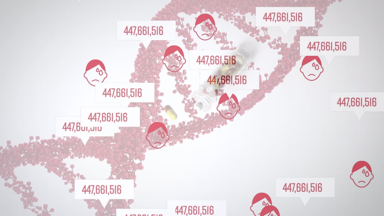 Animation of fir tree and candy icons on blue background