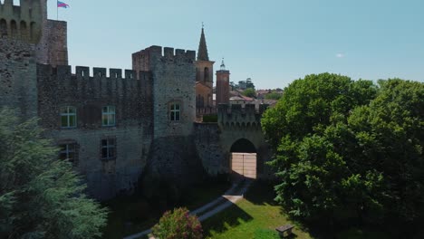 aerial establishing shot of the vast grounds of chateau de pouzilhac