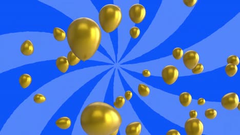 Animation-Von-Goldenen-Luftballons-Auf-Blauem-Hintergrund