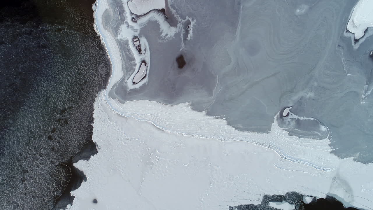 Drone footage of the ice melting in the spring