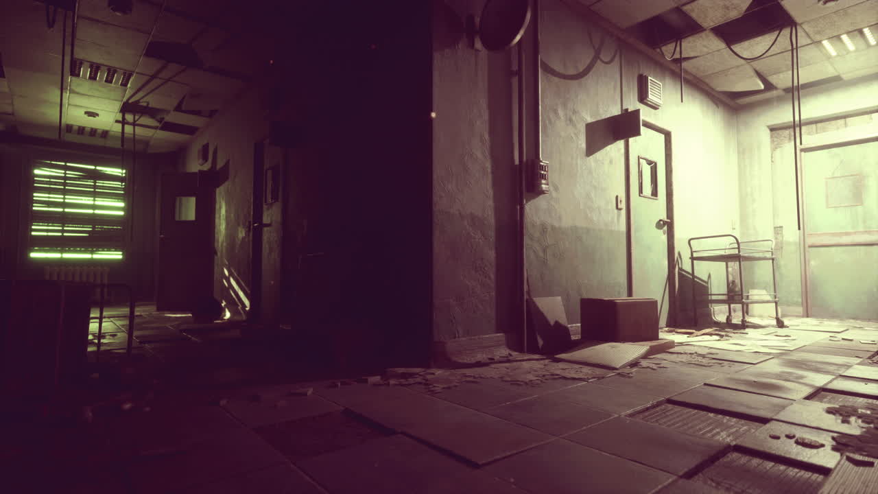 заброшенный коридор больницы.