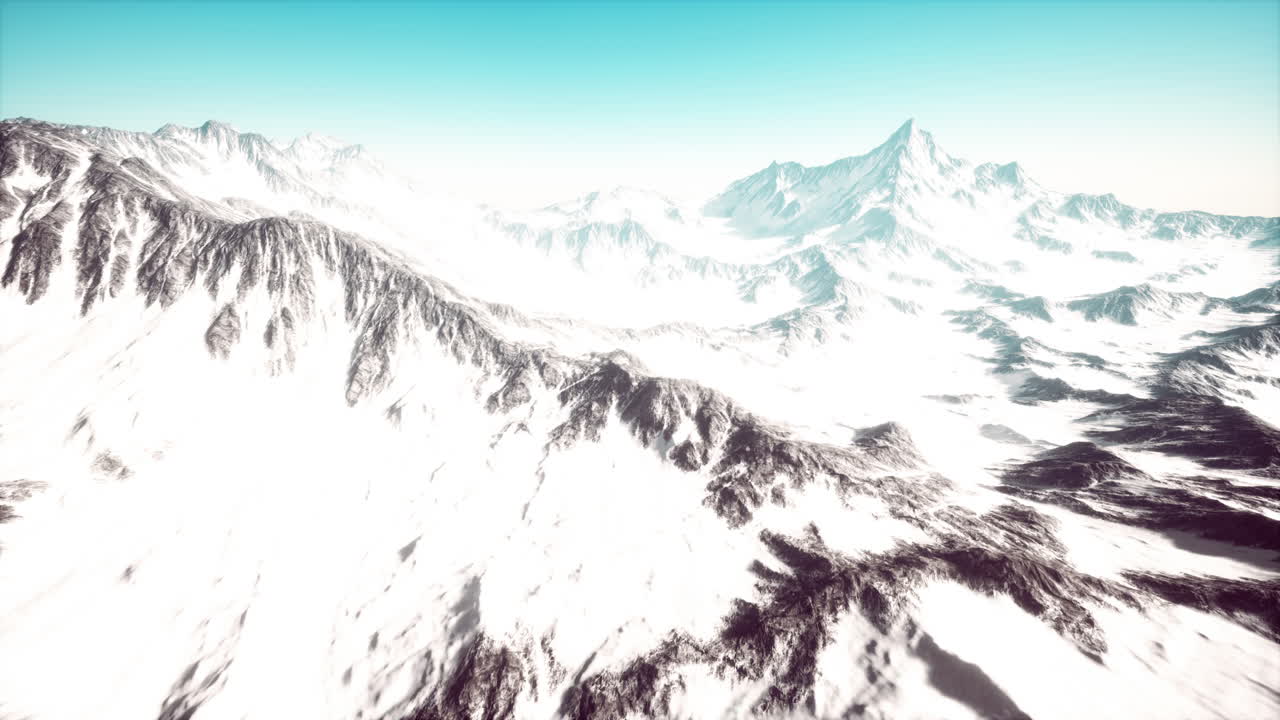 vista panorámica de las montañas de picos cubiertos de nieve y glaciares