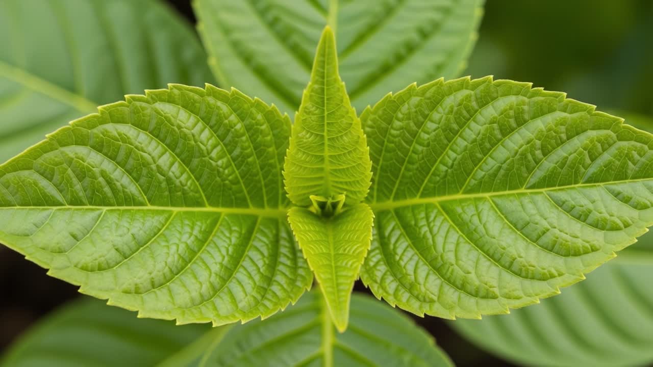 Vibrant Green Leaves of a Young Plant