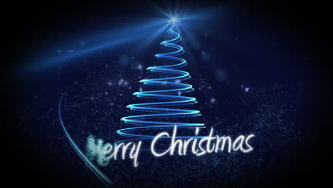 Blue-light-forming-christmas-tree-design-with-greeting