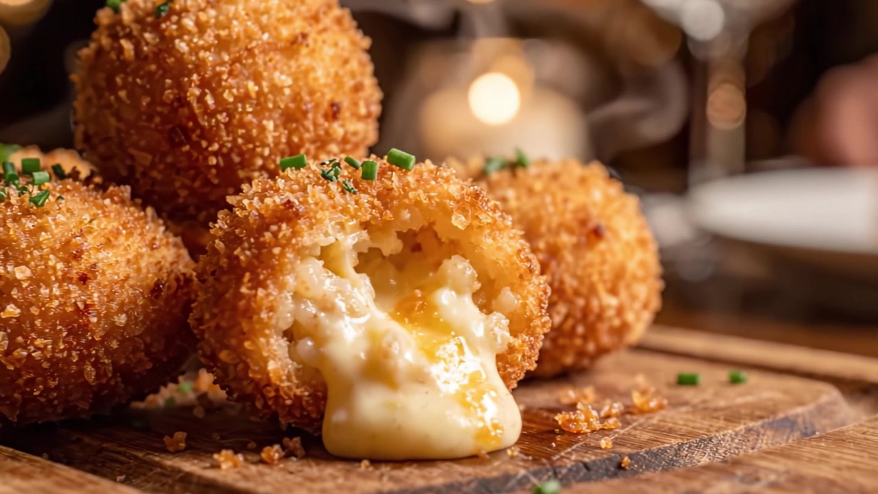 Deliciously Crispy Cheese Balls: A Tempting Treat of Golden-Brown Perfection with Creamy Filling and a Crunchy Exterior, Perfect for Gourmet Appetizers.