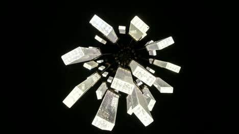 slow orbiting shot of a large chandelier light hanging inside an office slow orbiting shot of a large chandelier light hanging inside an office