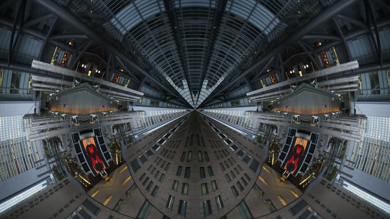 timelapse of tokyo city scene and skyline made into abstract fisheye tiny planet