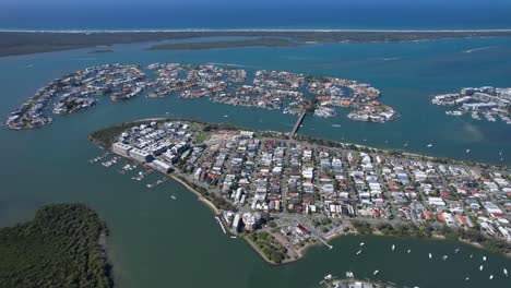 paradise point and sovereign islands canal estate in gold coast, qld, australia