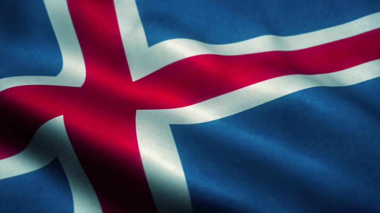 la bandera de islandia ondeando en el viento. la bandera nacional de islandia. el signo de islandia animación de bucle sin costuras. 4k