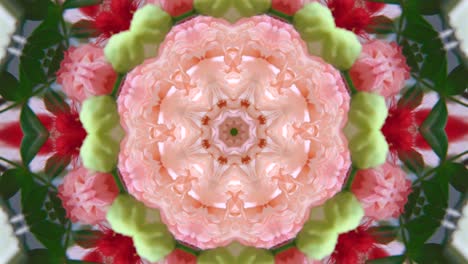 multi-colored floral kaleidoscope, futuristic psychedelic texture from a bouquet of flowers