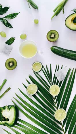 fresh green food flat lay