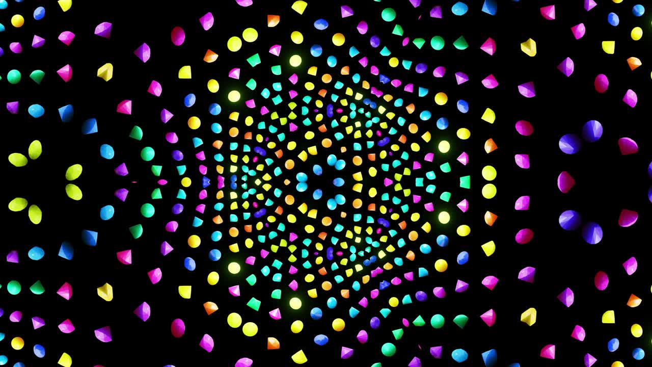 fondo simétrico abstracto en bucle, animación suave, elementos multicolor 3d. bg para espectáculos o eventos, exposiciones, festivales o conciertos, videos musicales, bucle vj para clubes nocturnos.