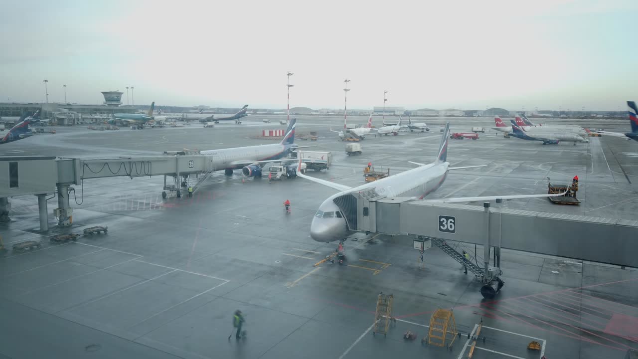Timelapse of a busy day at the Sheremetyevo Alexander S. Pushkin International Airport, the busiest airport in Moscow, Russia.