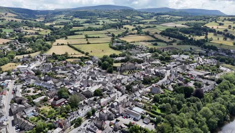 hay on wye wales uk establishing aerial shot high angle