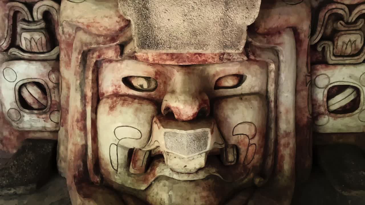 primer plano de la antigua escultura maya civilización de américa central méxico y guatemala