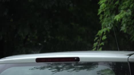 Raindrops-on-white-car-roof